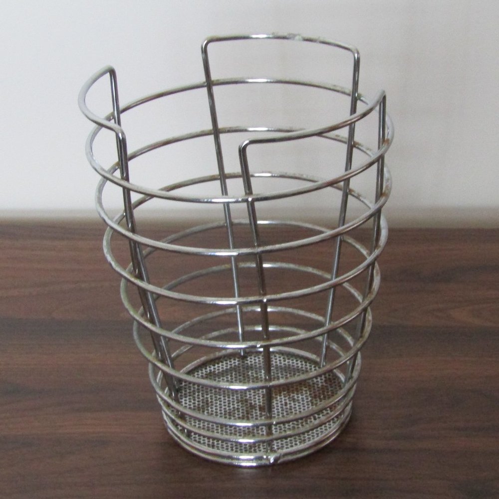 Silver Kitchen Utensil Holder Fruit Bread Flower Basket Modern MCM Industrial
